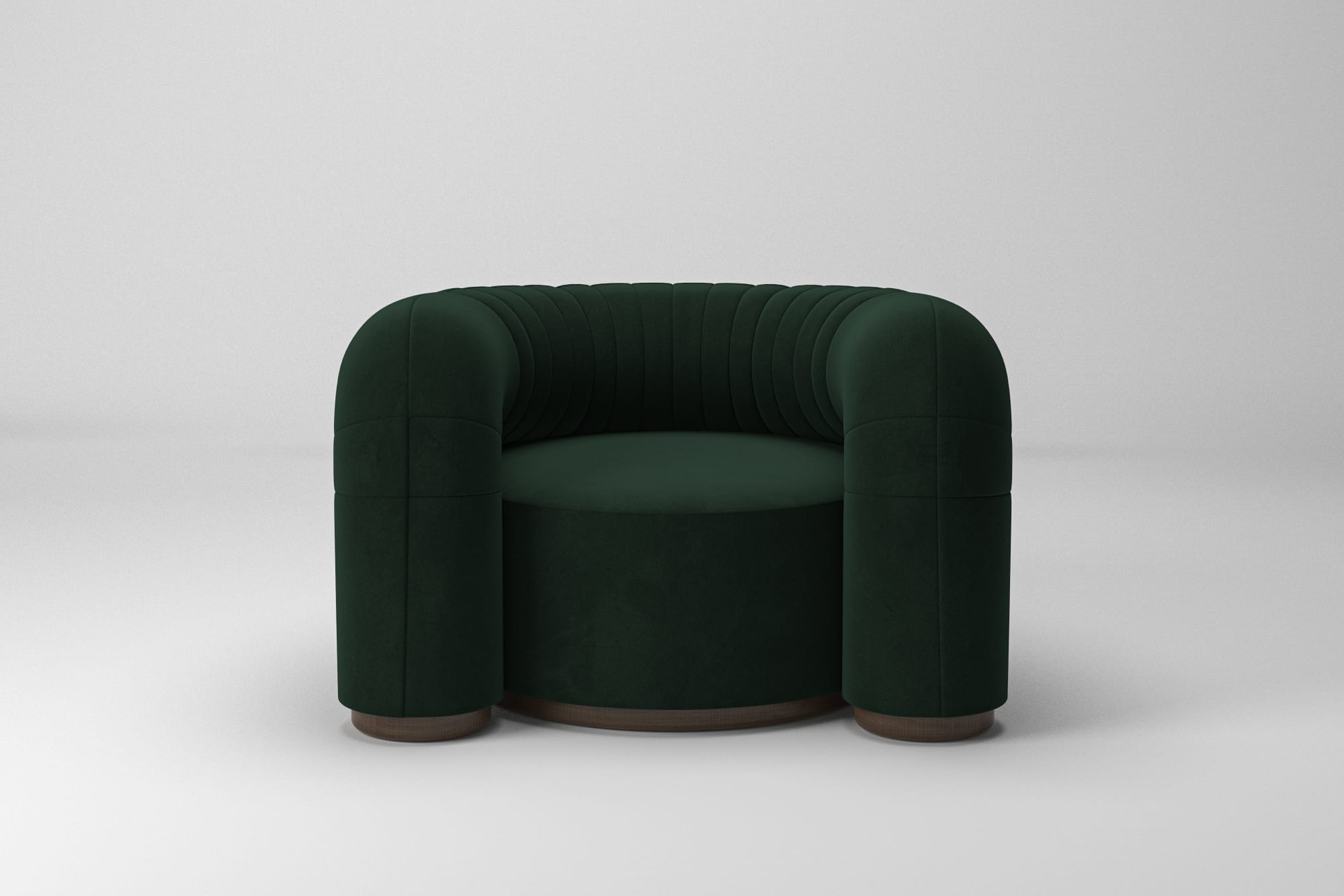 soft round armchair in green