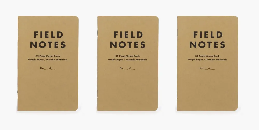 3 field note books on a white background