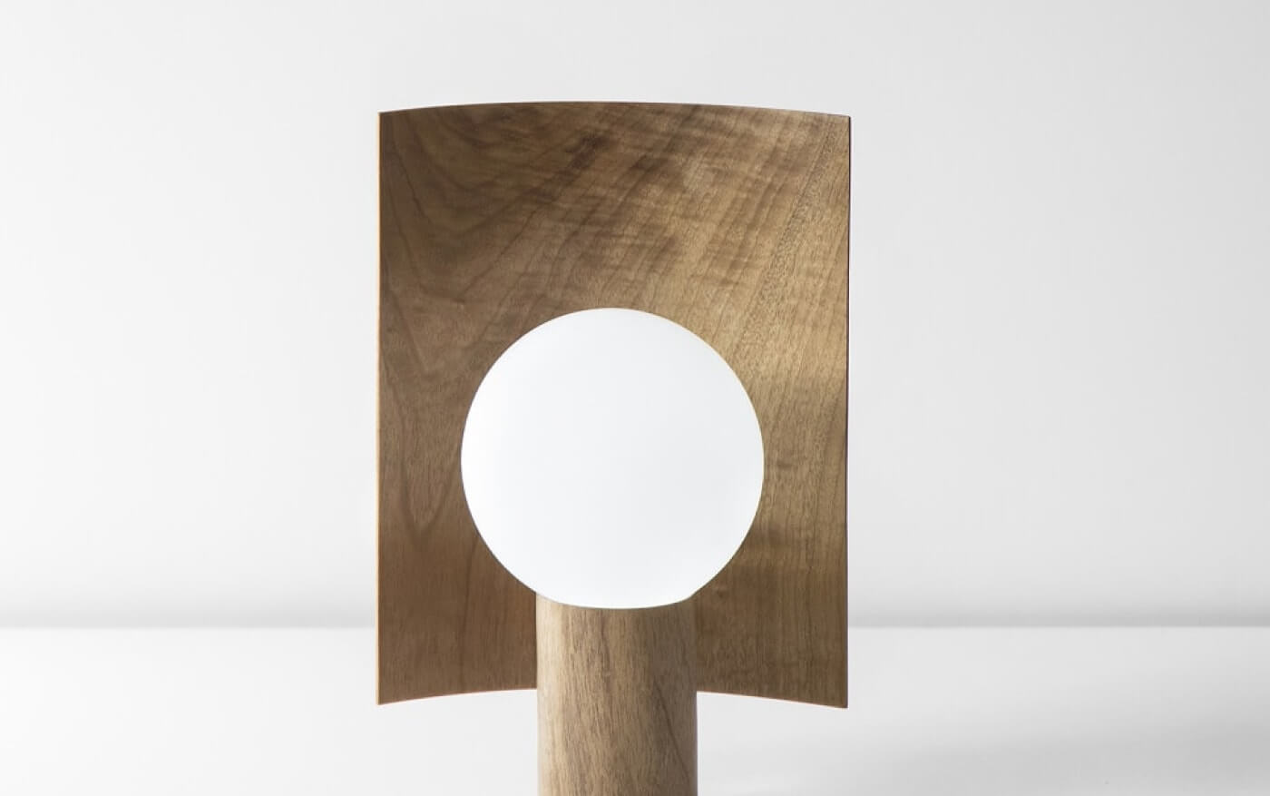 Autumn — A Desk Lamp with a Sculpted Walnut Body